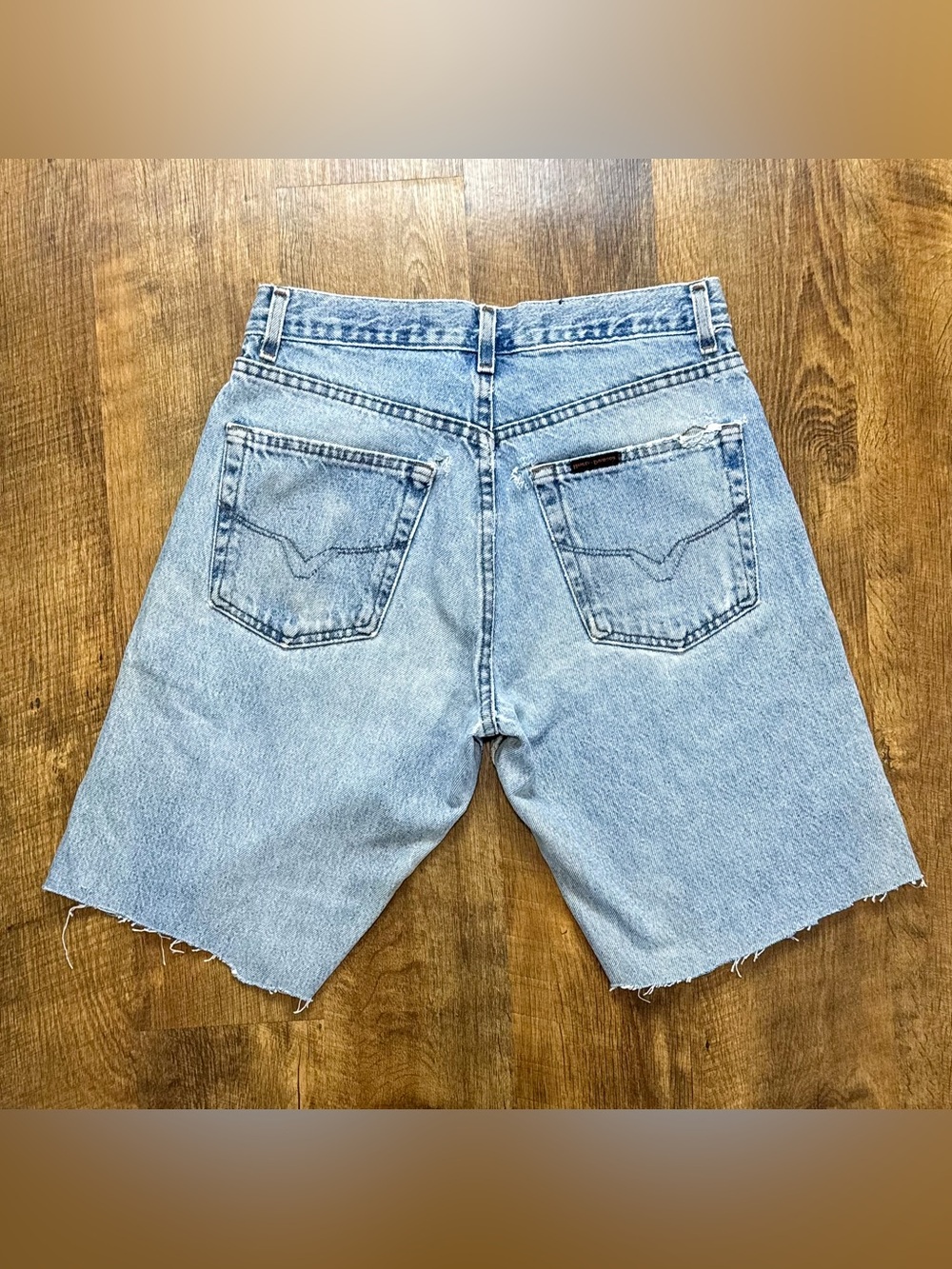 Vtg Y2K Harley-Davidson Baggy Cut Off Jorts Distressed Denim Jean Shorts Sz 30
